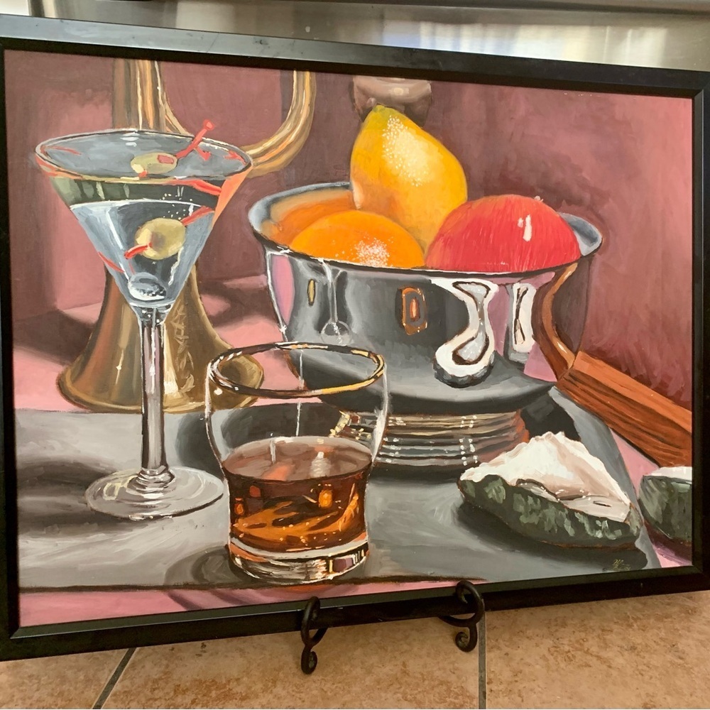 Painting Canvas Oil Still Lite With Fruit By Heather Pi lapis - Picture 2 of 15